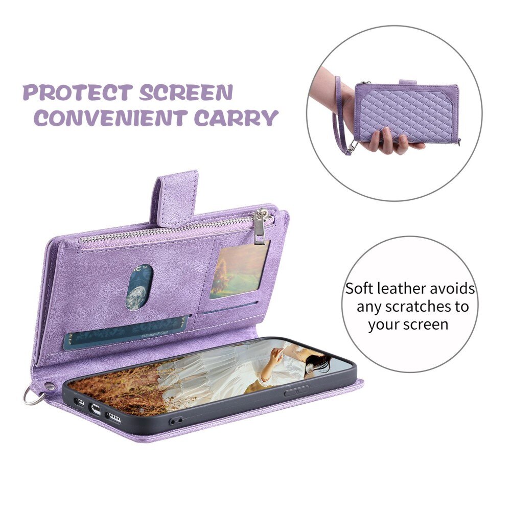 Lompakkolaukku Apple iPhone 12/iPhone 12 Pro Quilted Liila