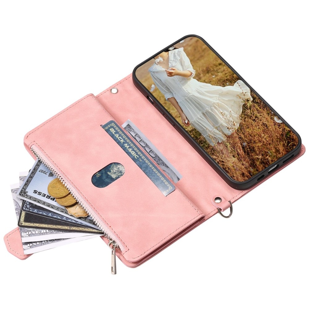 Lompakkolaukku iPhone 12/12 Pro Quilted Vaaleanpunainen