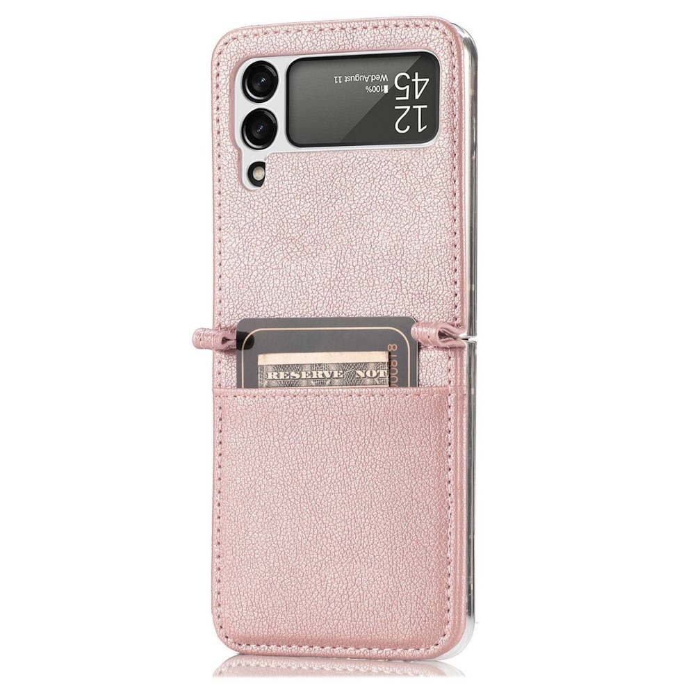 Slim Card Wallet Samsung Galaxy Z Flip 4 vaaleanpunainen