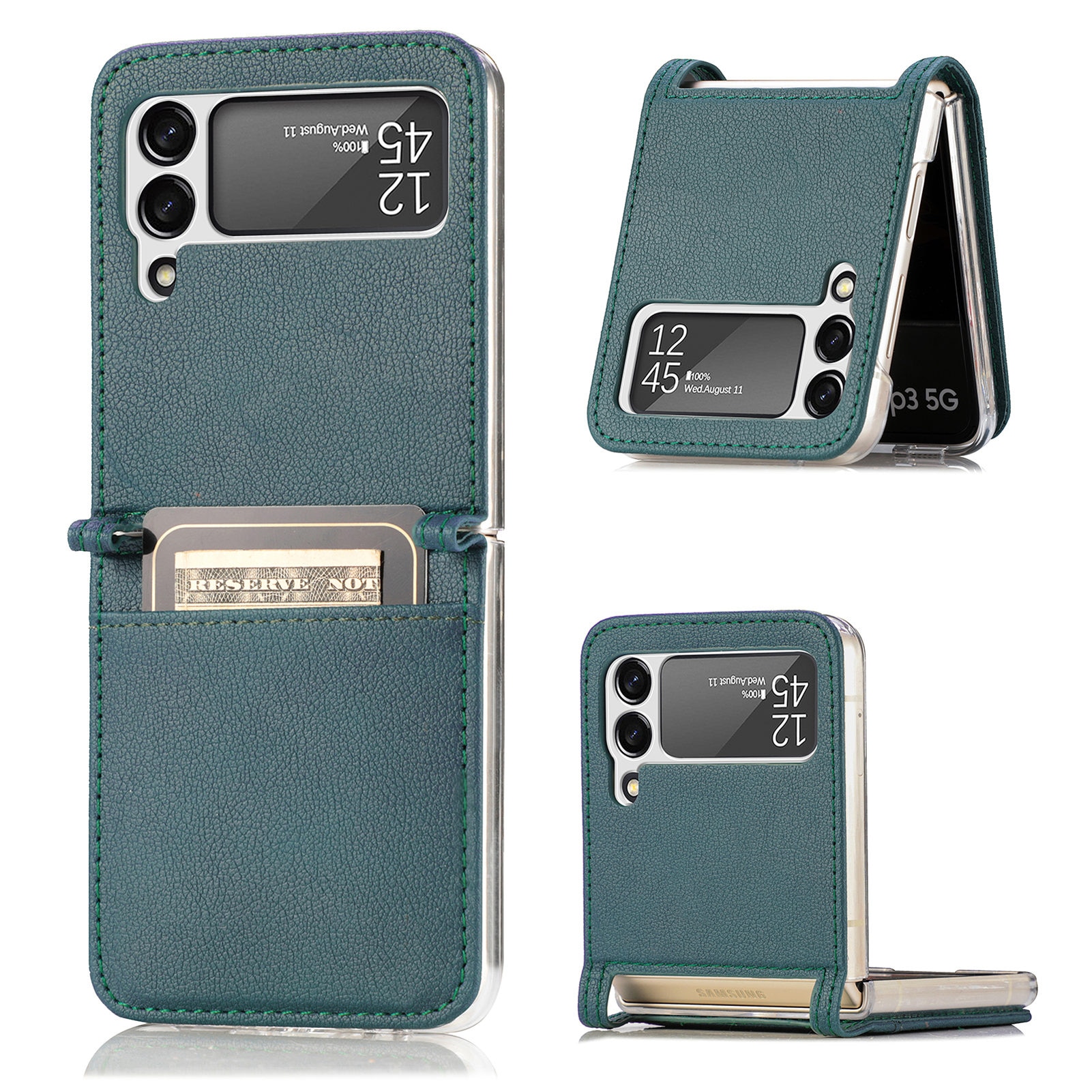 Slim Card Wallet Samsung Galaxy Z Flip 4 vihreä