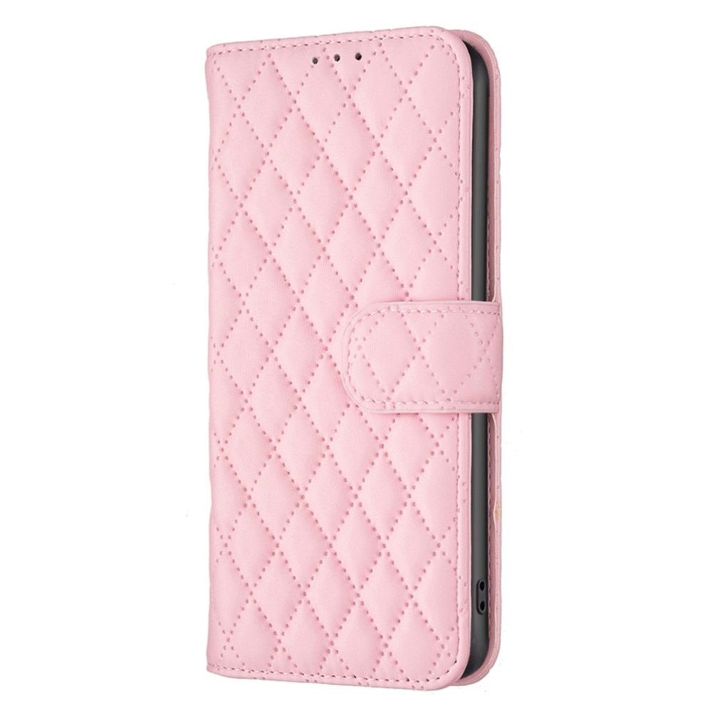 Lompakkokotelot iPhone 12/12 Pro Quilted vaaleanpunainen