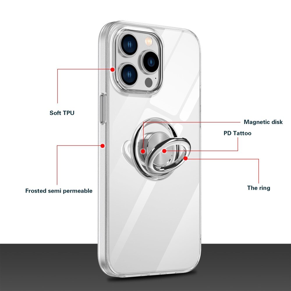 TPU Case Finger Ring Kickstand iPhone 14 Pro Max Transparent