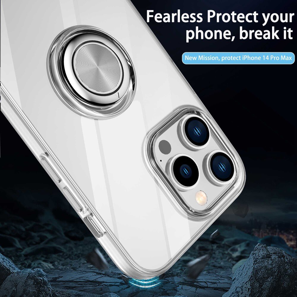 TPU Case Finger Ring Kickstand iPhone 14 Pro Max Transparent