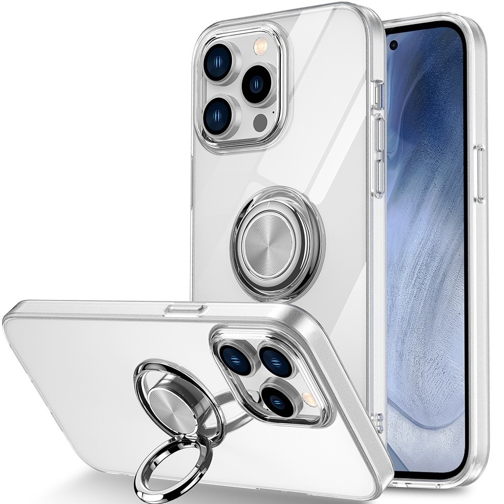TPU Case Finger Ring Kickstand iPhone 14 Pro Max Transparent