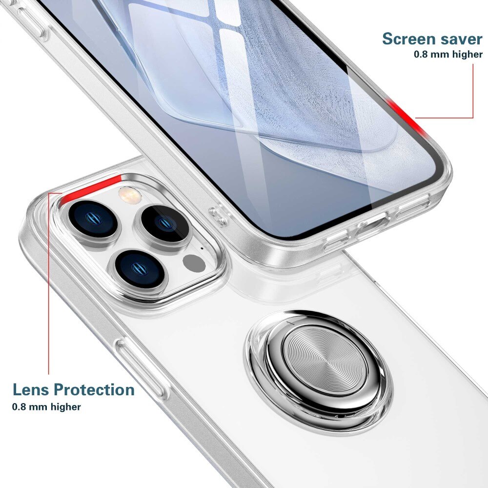 TPU Case Finger Ring Kickstand iPhone 14 Pro Max Transparent