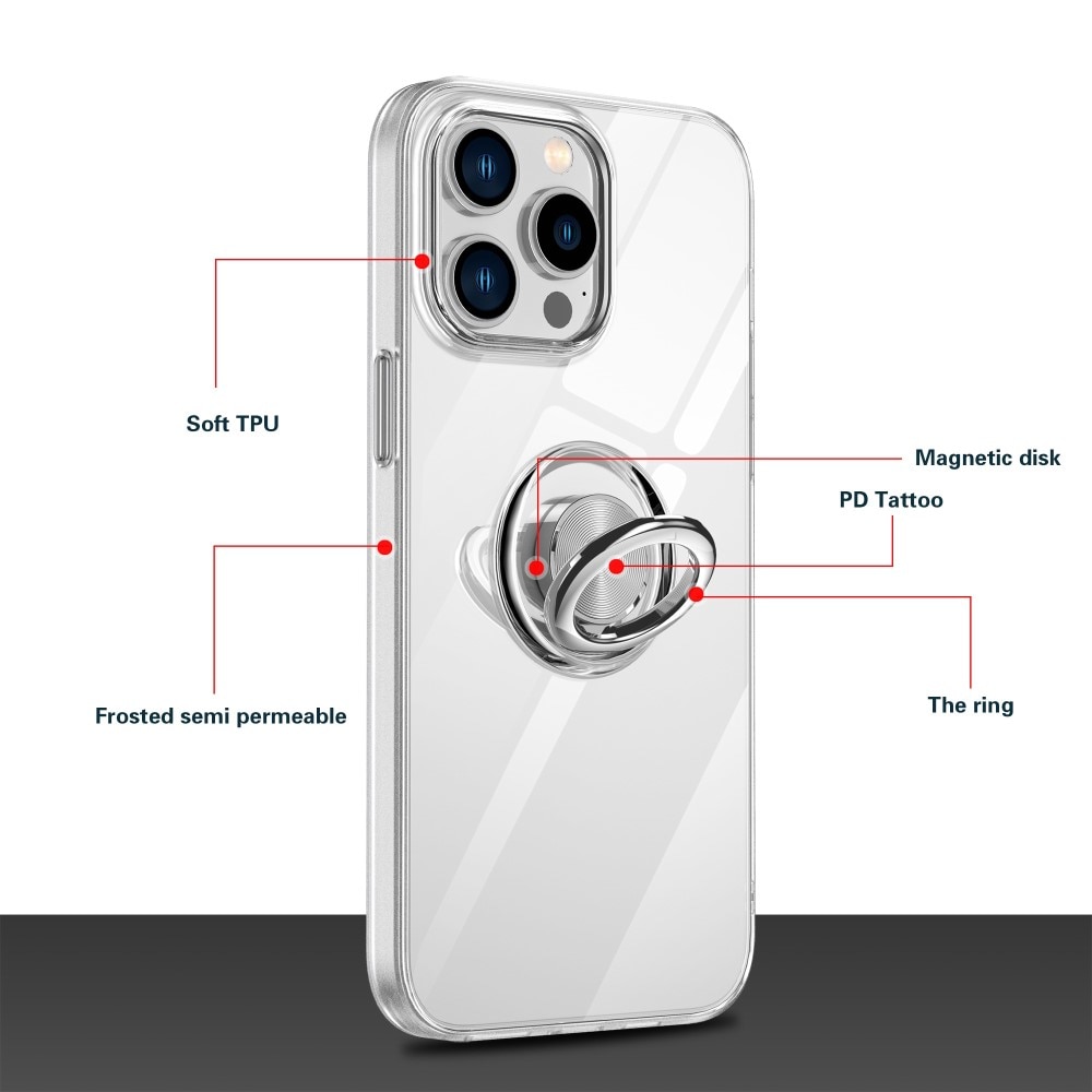 TPU Case Finger Ring Kickstand iPhone 14 Plus Transparent