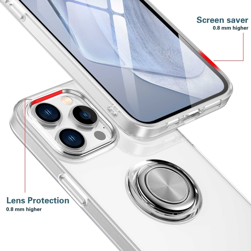 TPU Case Finger Ring Kickstand iPhone 14 Plus Transparent