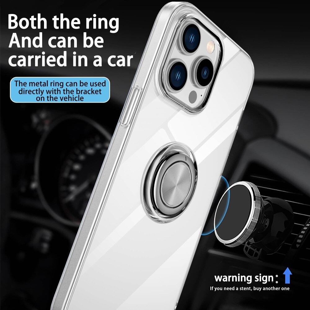 TPU Case Finger Ring Kickstand iPhone 14 Transparent