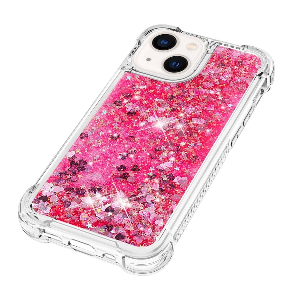 Glitter Powder TPU Case iPhone 14 vaaleanpunainen