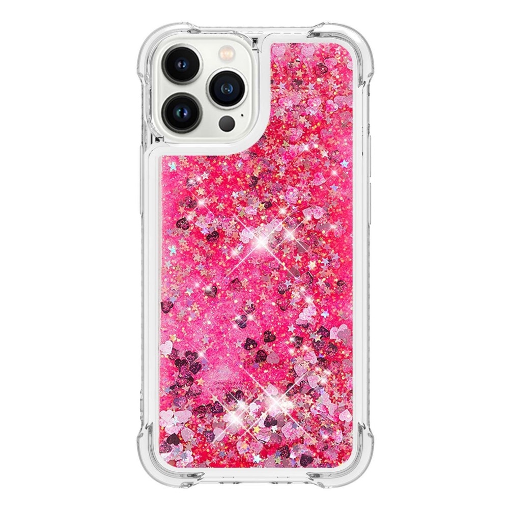 Glitter Powder TPU Case iPhone 14 Pro vaaleanpunainen