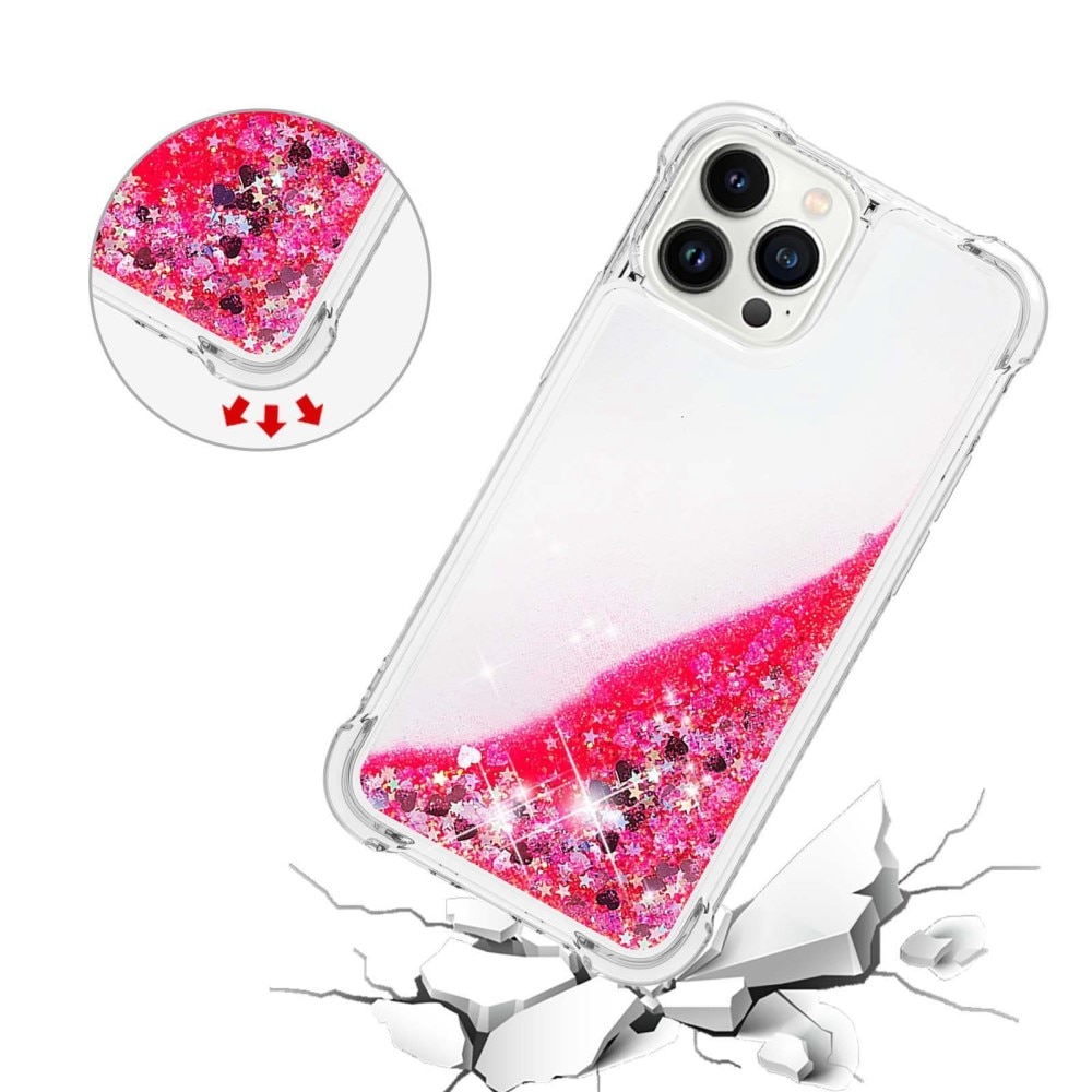 Glitter Powder TPU Case iPhone 14 Pro vaaleanpunainen