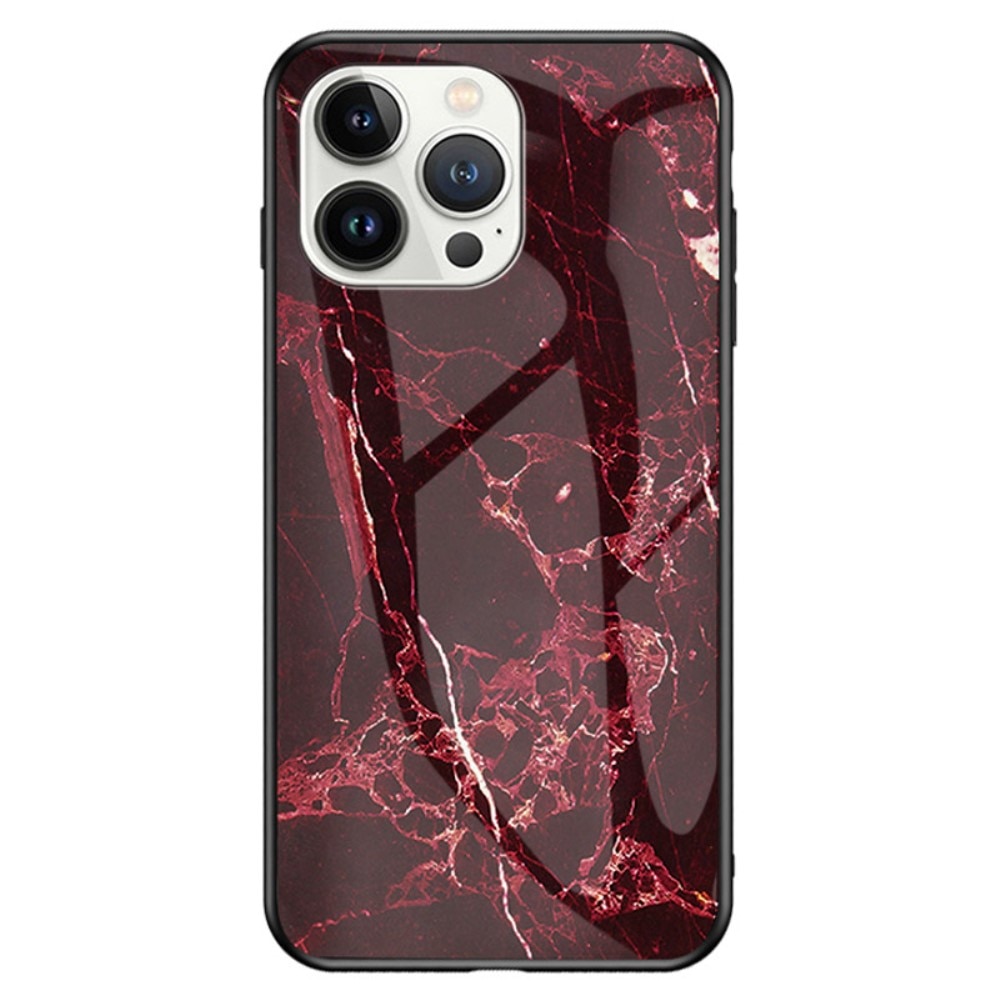 Panssarilasi Kuori iPhone 14 Pro Max punainen marmori