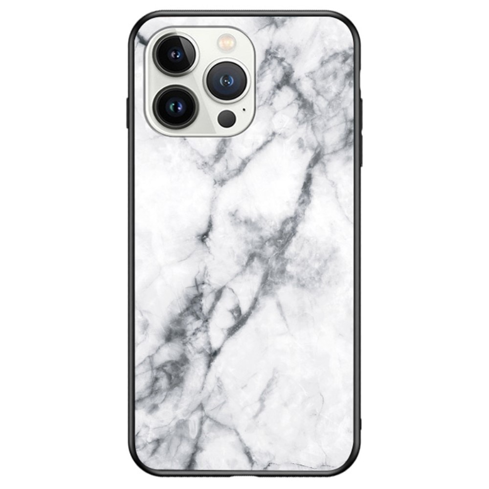 Panssarilasi Kuori iPhone 14 Pro Max valkoinen marmori