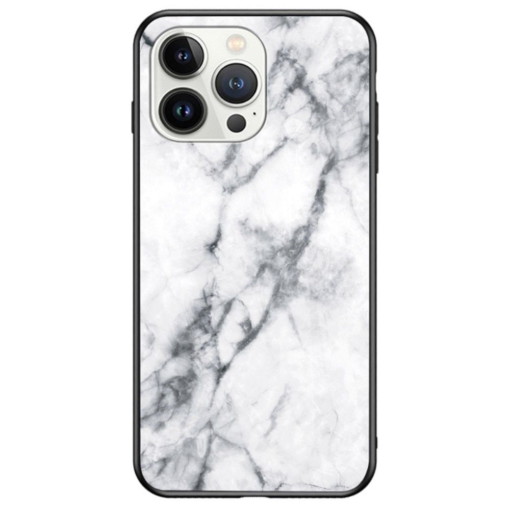 Panssarilasi Kuori iPhone 14 Pro valkoinen marmori