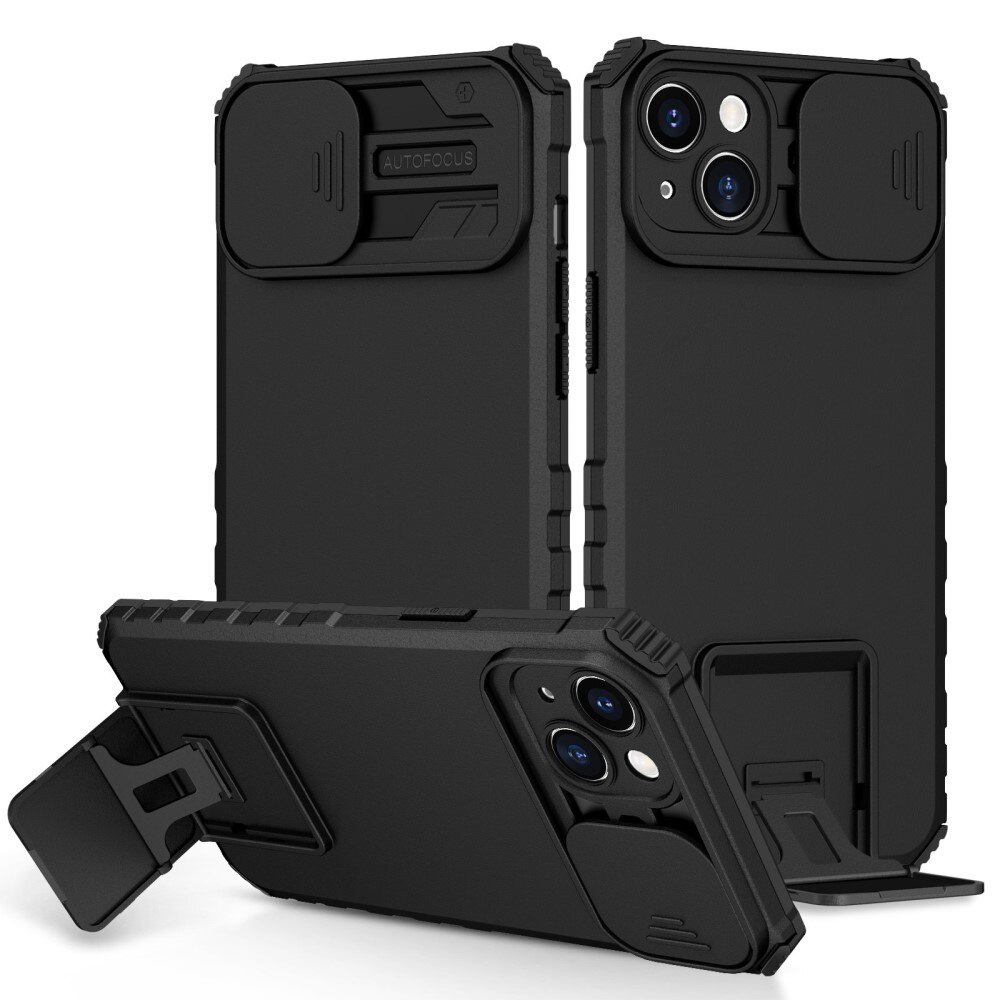 Apple iPhone 14 Plus Kickstand Kotelo Kamerasuojalla Musta