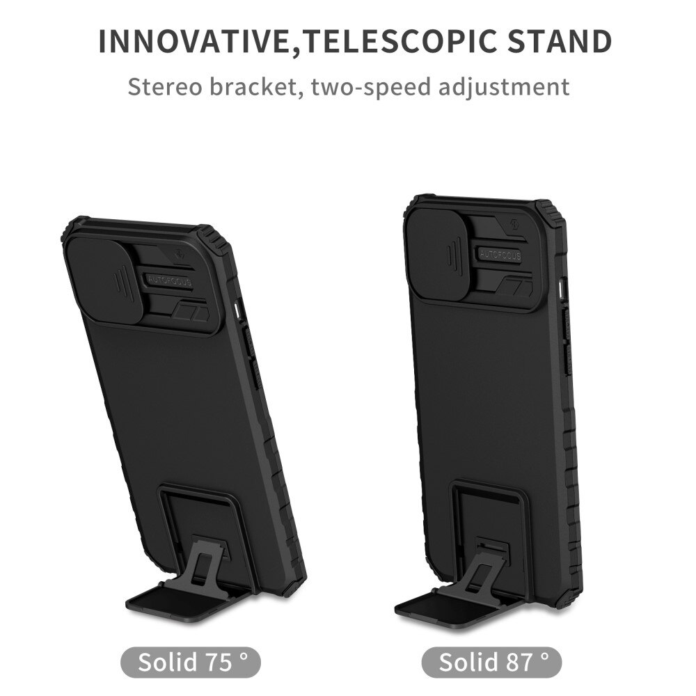 Apple iPhone 14 Plus Kickstand Kotelo Kamerasuojalla Musta