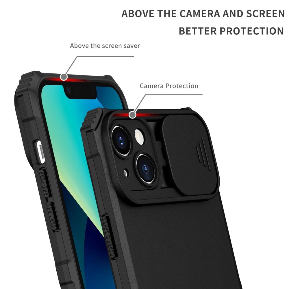 Apple iPhone 14 Plus Kickstand Kotelo Kamerasuojalla Musta