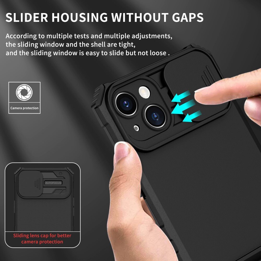 Apple iPhone 14 Plus Kickstand Kotelo Kamerasuojalla Musta
