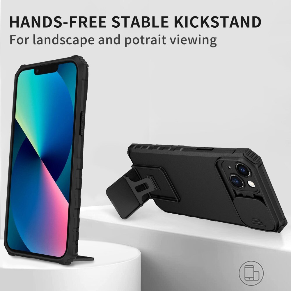 Apple iPhone 14 Plus Kickstand Kotelo Kamerasuojalla Musta