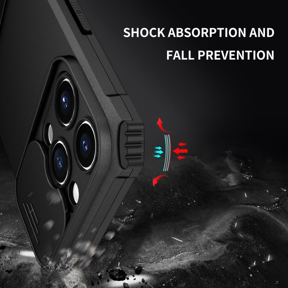 iPhone 14 Pro Kickstand Kotelo Kamerasuojalla Musta