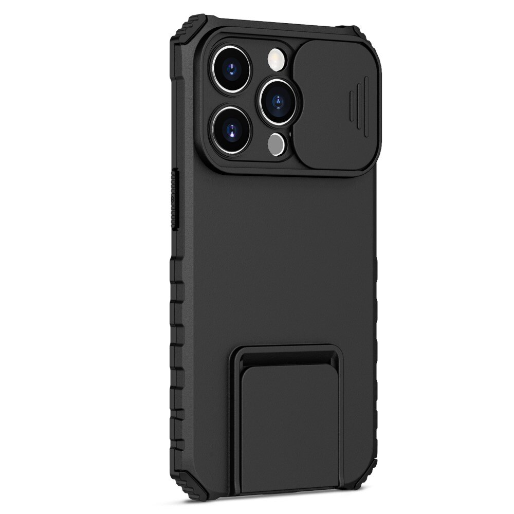 iPhone 14 Pro Kickstand Kotelo Kamerasuojalla Musta