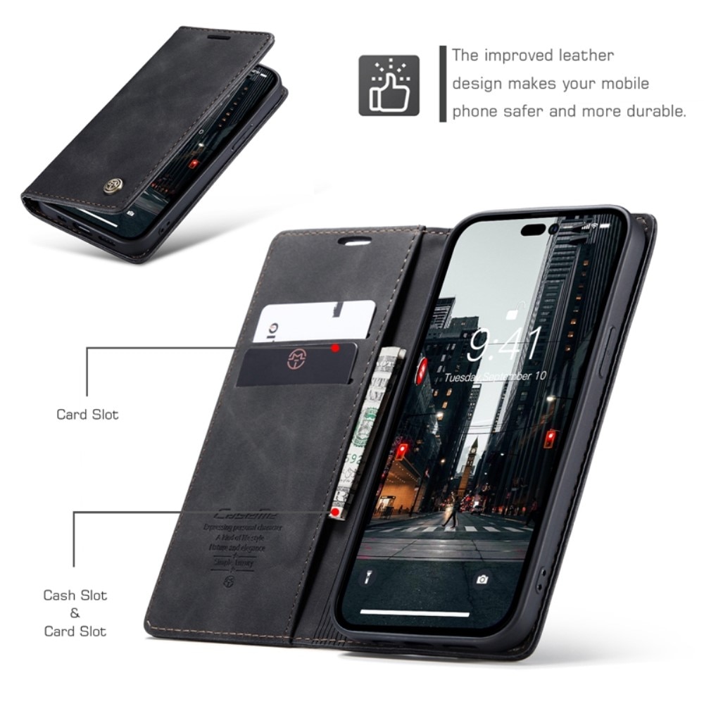 Slim Lompakkokotelo iPhone 14 Pro Max Musta