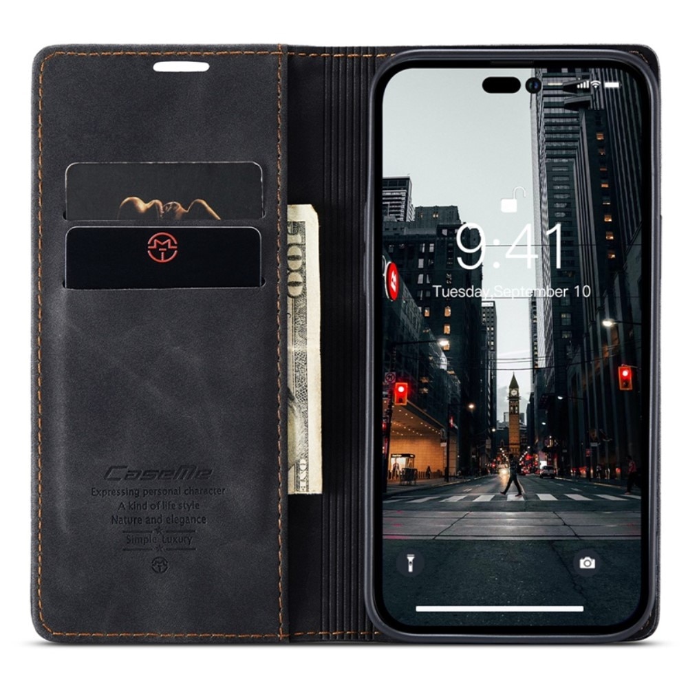 Slim Lompakkokotelo iPhone 14 Pro Max Musta