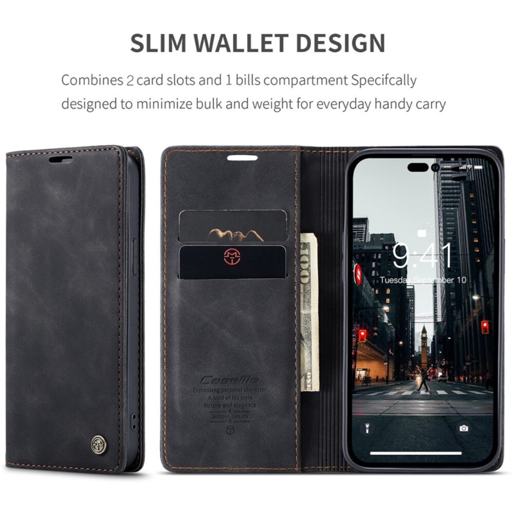Slim Lompakkokotelo iPhone 14 Pro Max Musta