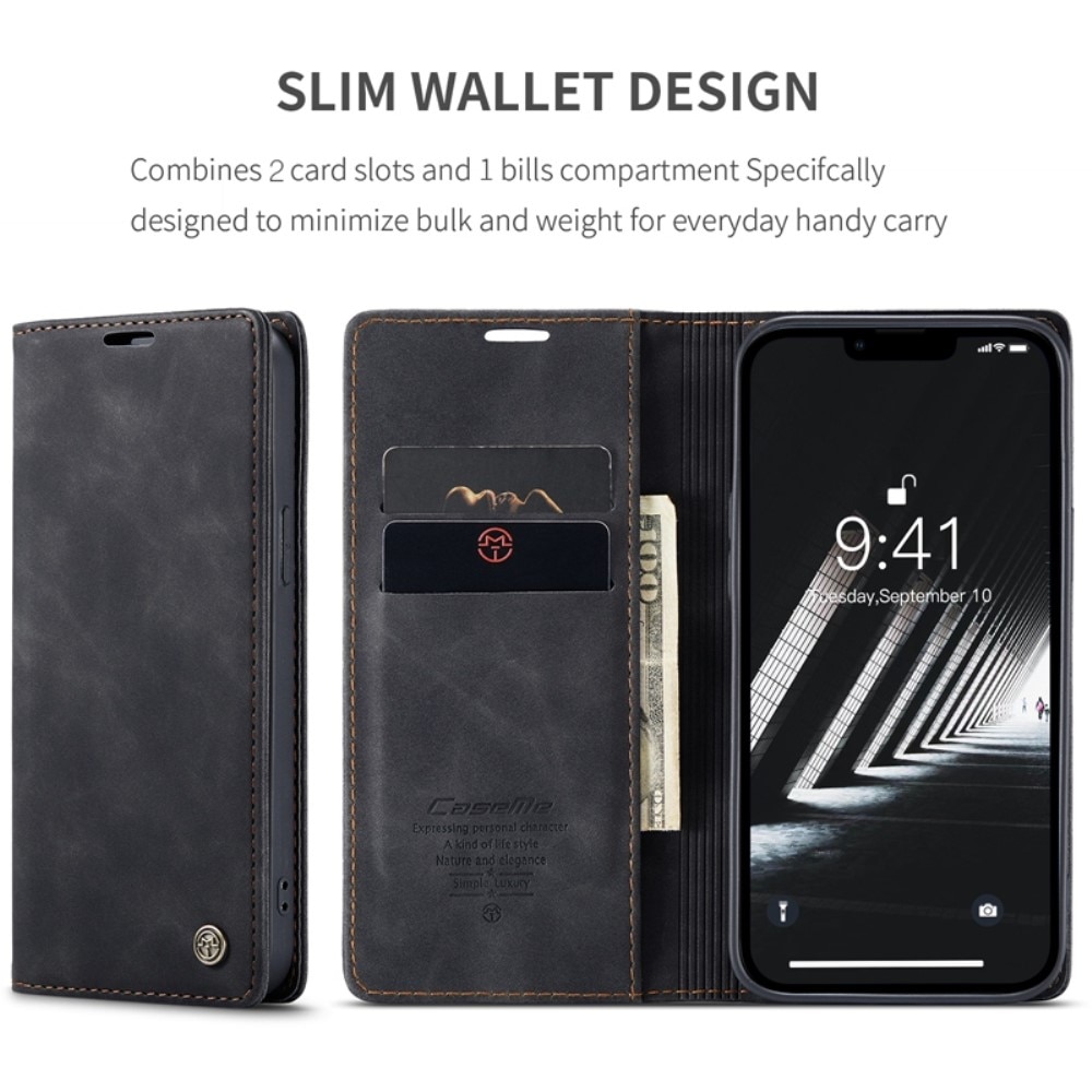 Slim Lompakkokotelo iPhone 14 Plus Musta