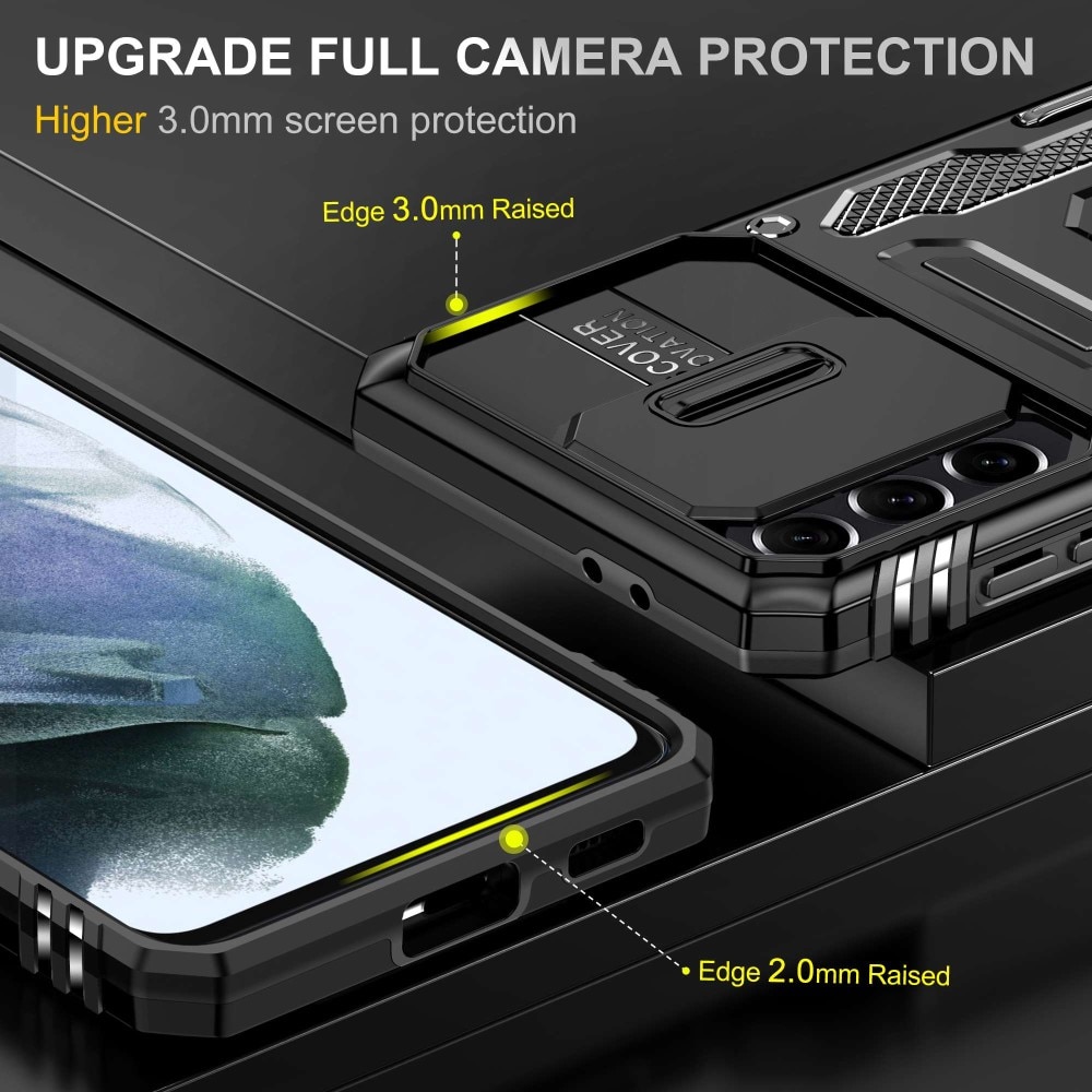 Hybridikuori Tech Ring+Kamerasuojalla Samsung Galaxy S21 musta