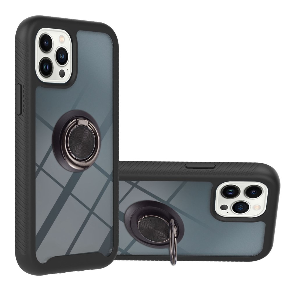 Full Cover Kuori rengaspidikkeellä iPhone 14 Pro Max musta