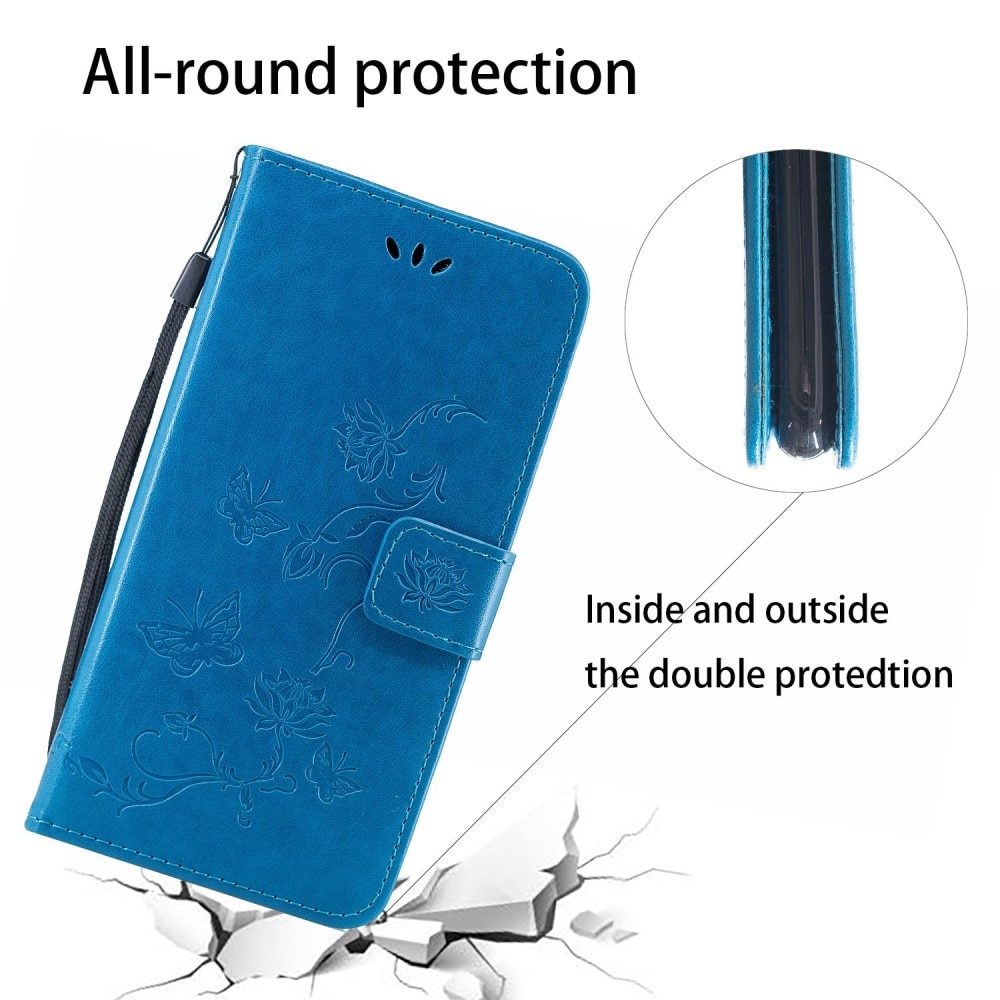 Nahkakotelo Perhonen Motorola Moto G32 sininen