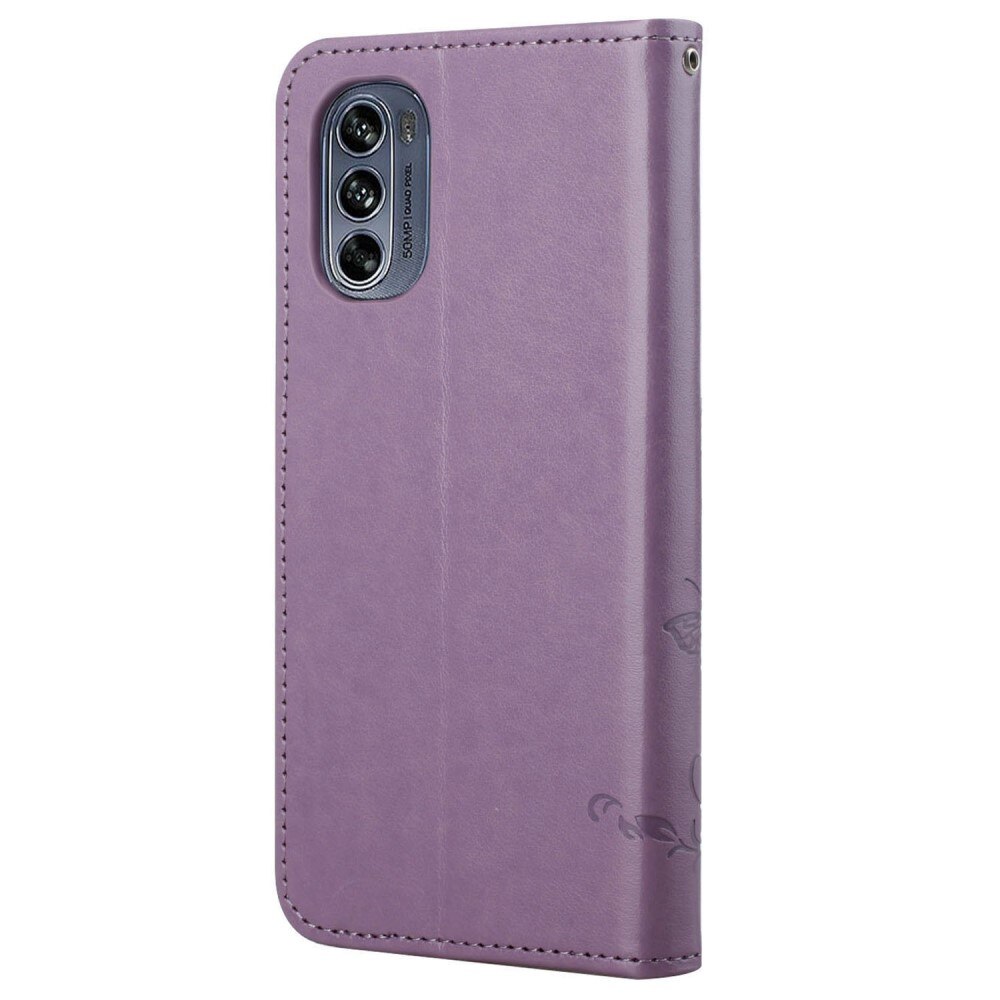 Nahkakotelo Perhonen Motorola Moto G62 Liila