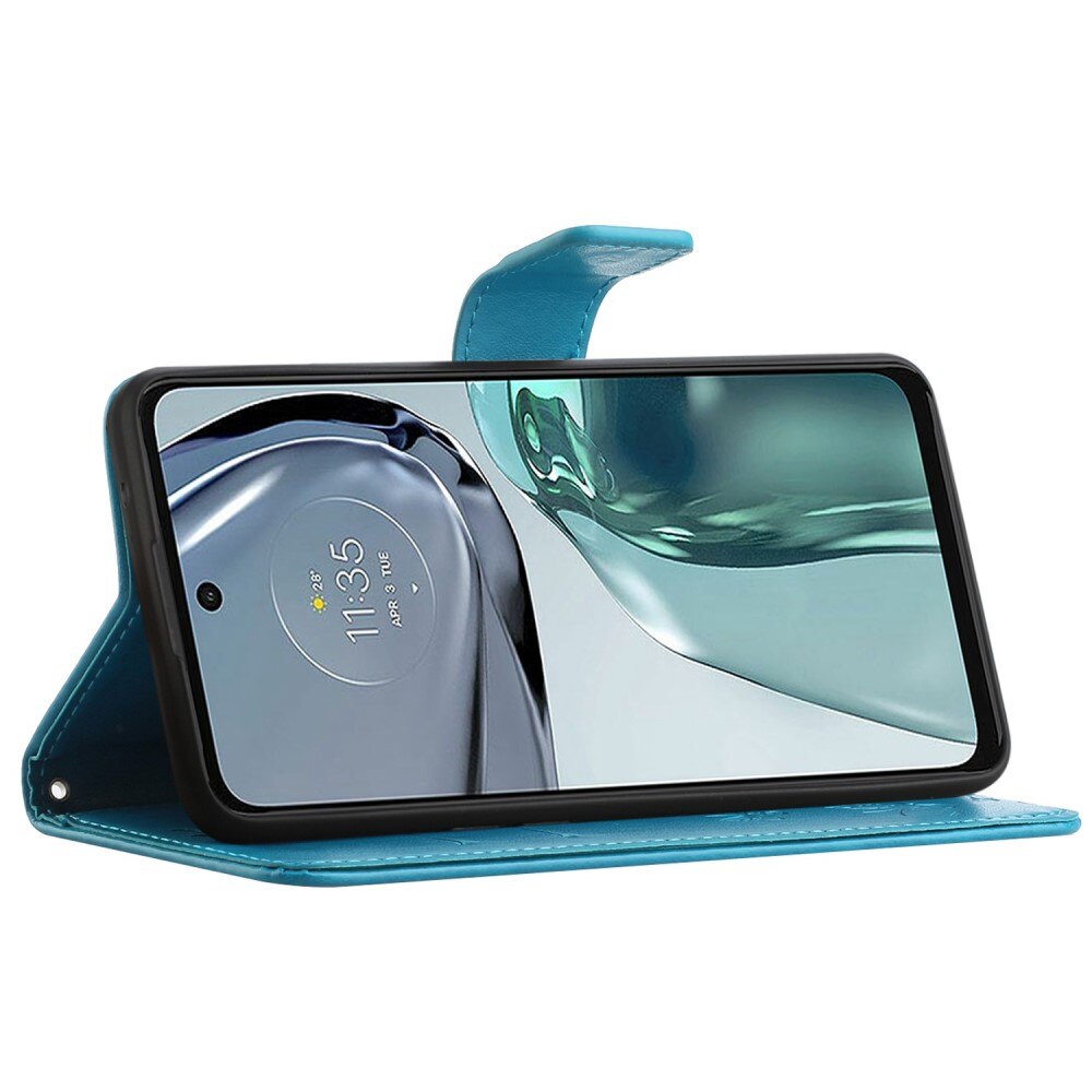 Nahkakotelo Perhonen Motorola Moto G62 Sininen