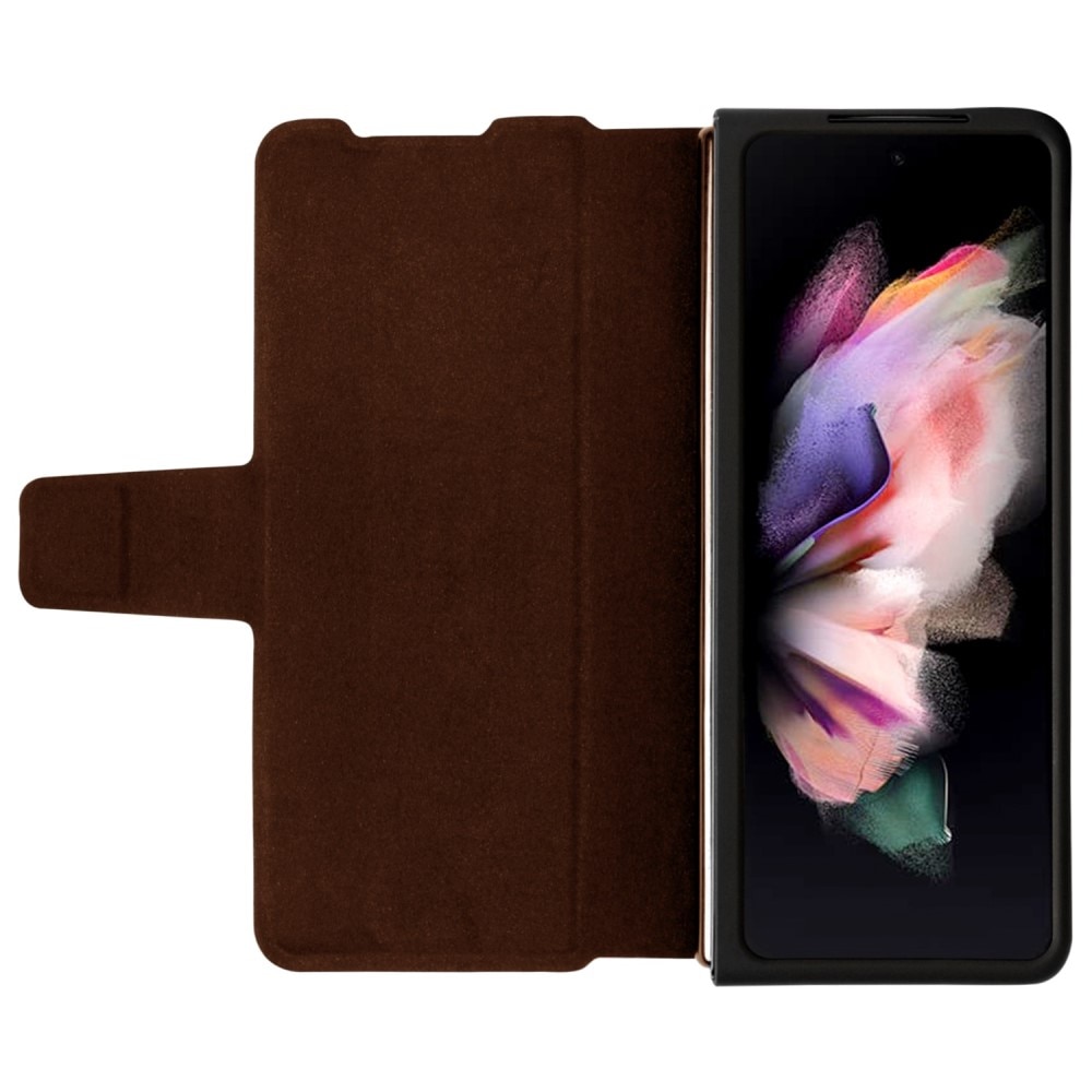 Leather Case with Pen Slot Samsung Galaxy Z Fold 4 ruskea