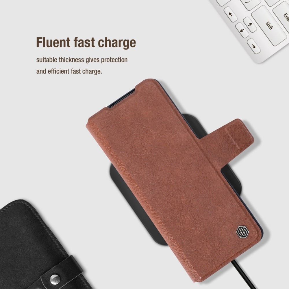 Leather Case with Pen Slot Samsung Galaxy Z Fold 4 ruskea