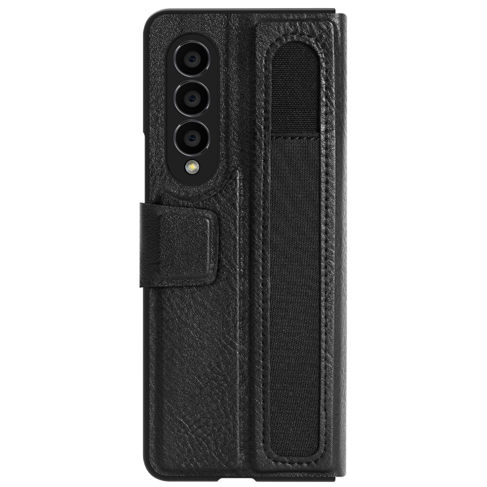 Leather Case with Pen Slot Samsung Galaxy Z Fold 4 musta