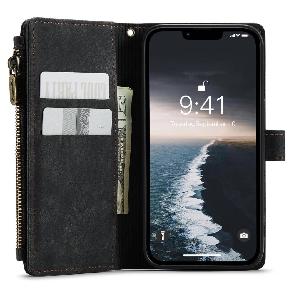 Zipper Wallet iPhone 14 musta