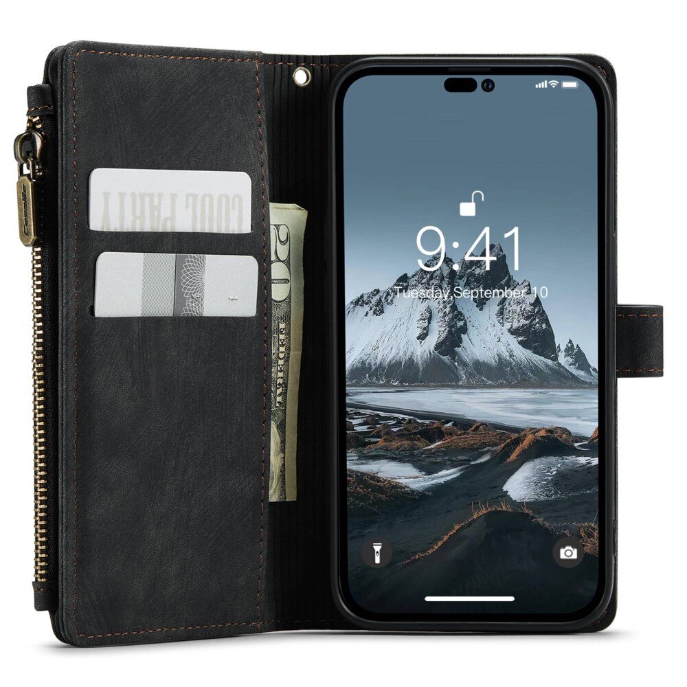 Zipper Wallet iPhone 14 Pro Musta