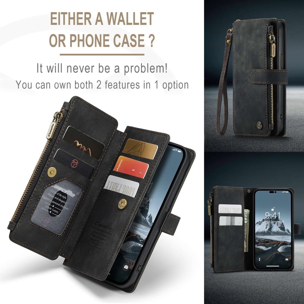 Zipper Wallet iPhone 14 Pro musta