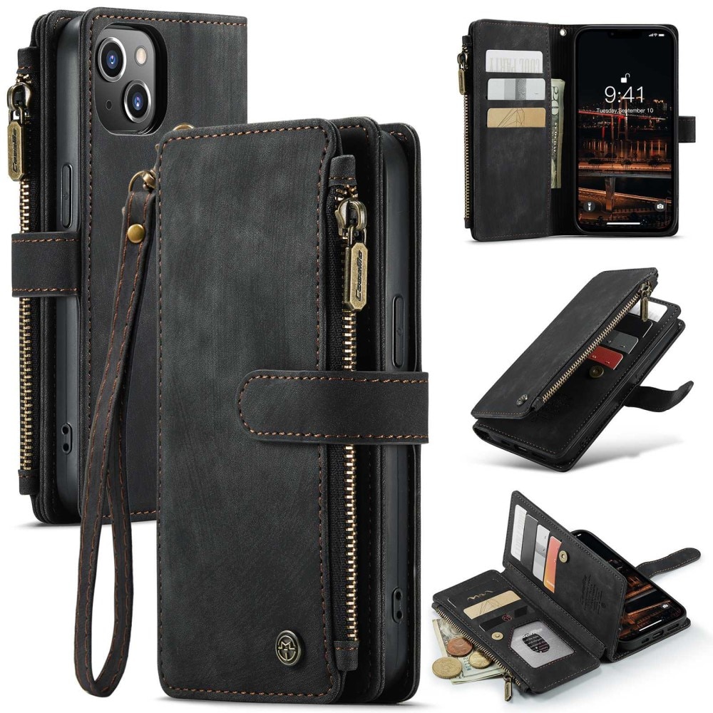 Zipper Wallet iPhone 14 Plus musta