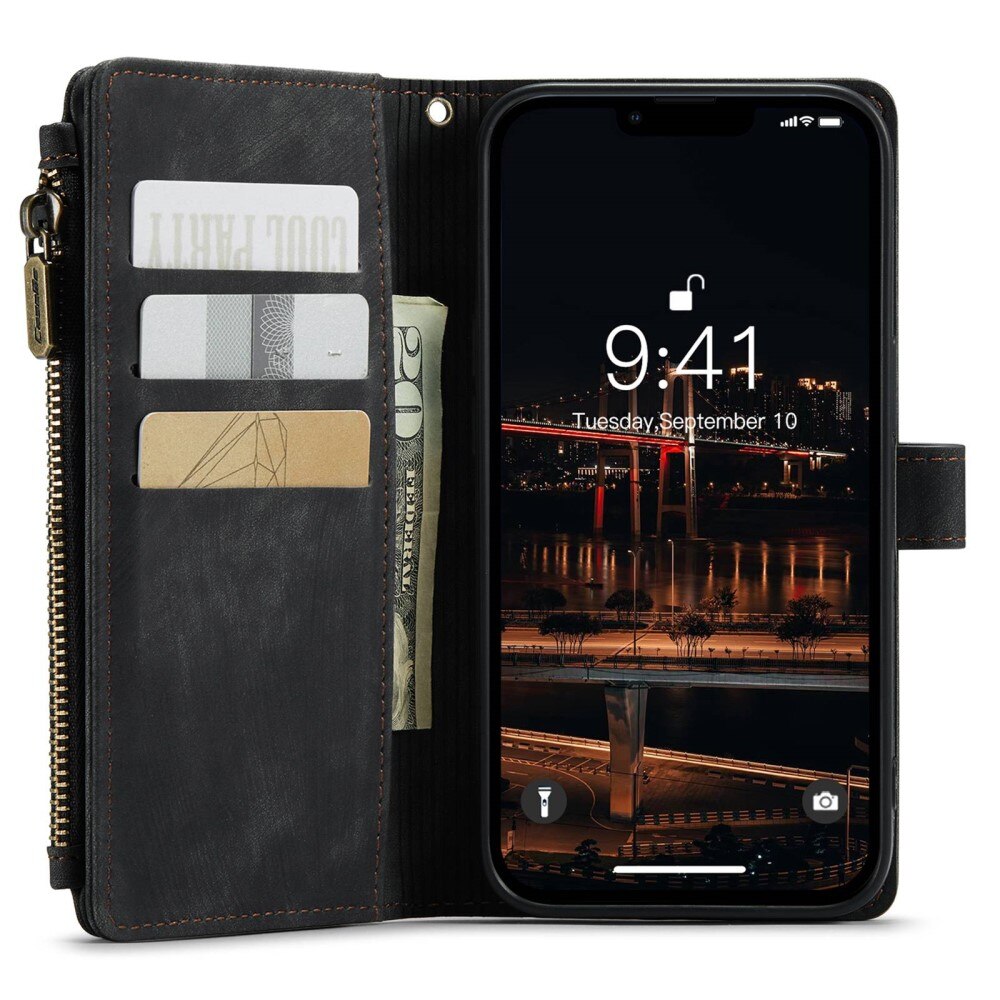 Zipper Wallet iPhone 14 Plus musta