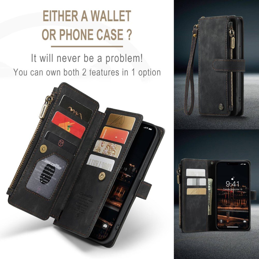 Zipper Wallet iPhone 14 Plus musta