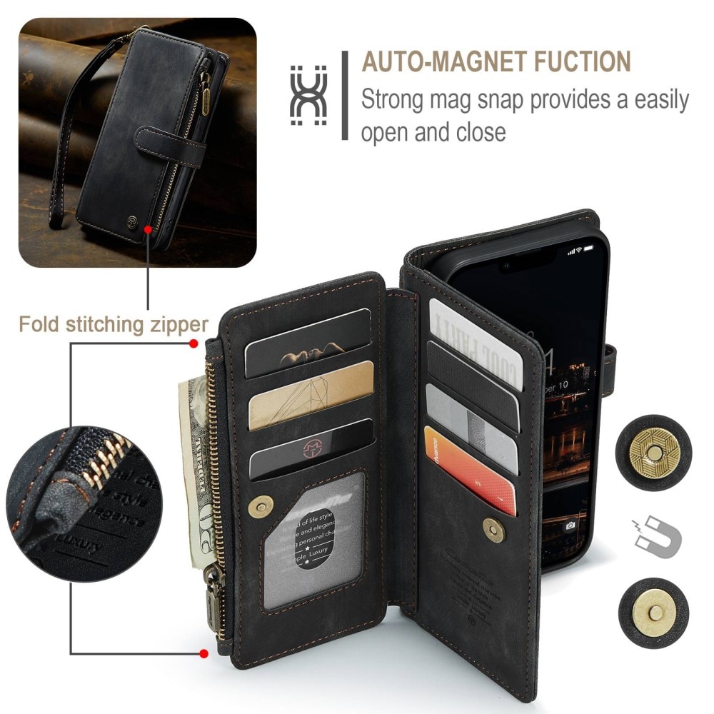 Zipper Wallet Apple iPhone 14 Plus Musta