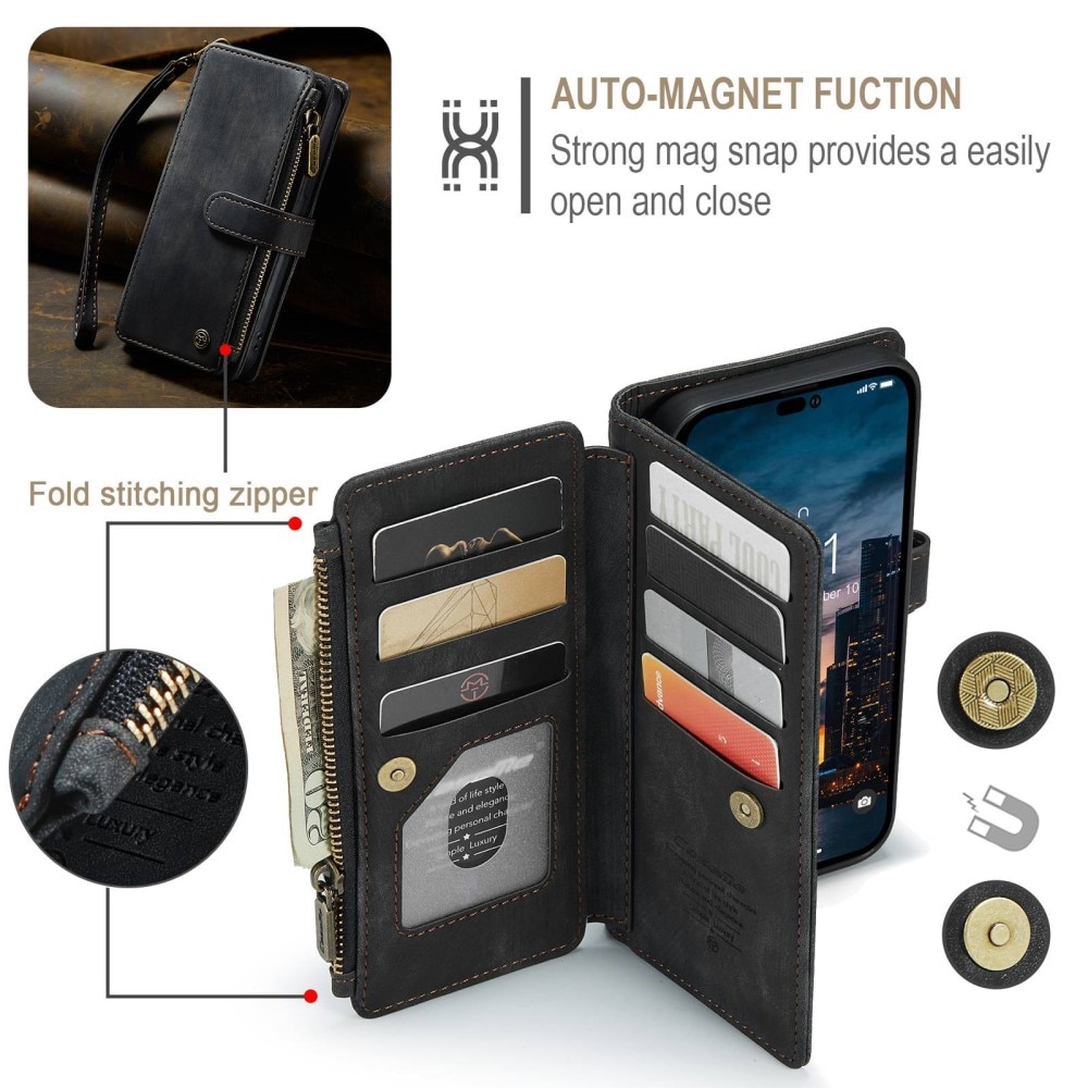 Zipper Wallet iPhone 14 Pro Max musta