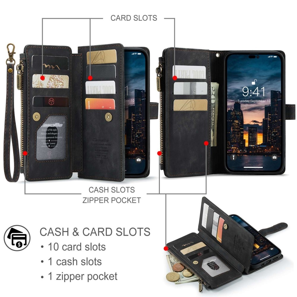 Zipper Wallet iPhone 14 Pro Max musta