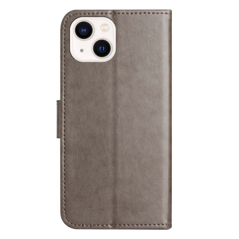 Nahkakotelo Perhonen iPhone 14 Harmaa
