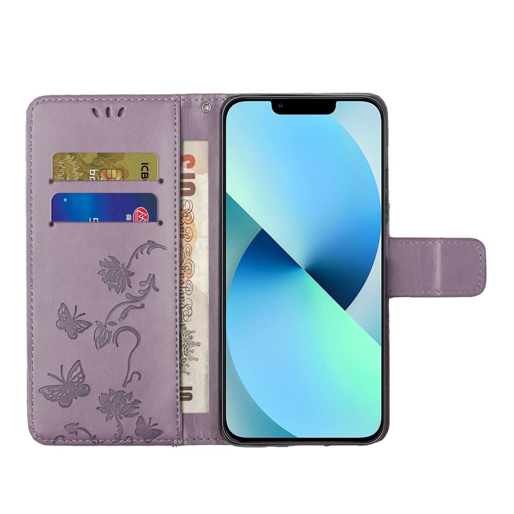 Nahkakotelo Perhonen iPhone 14 Pro Liila