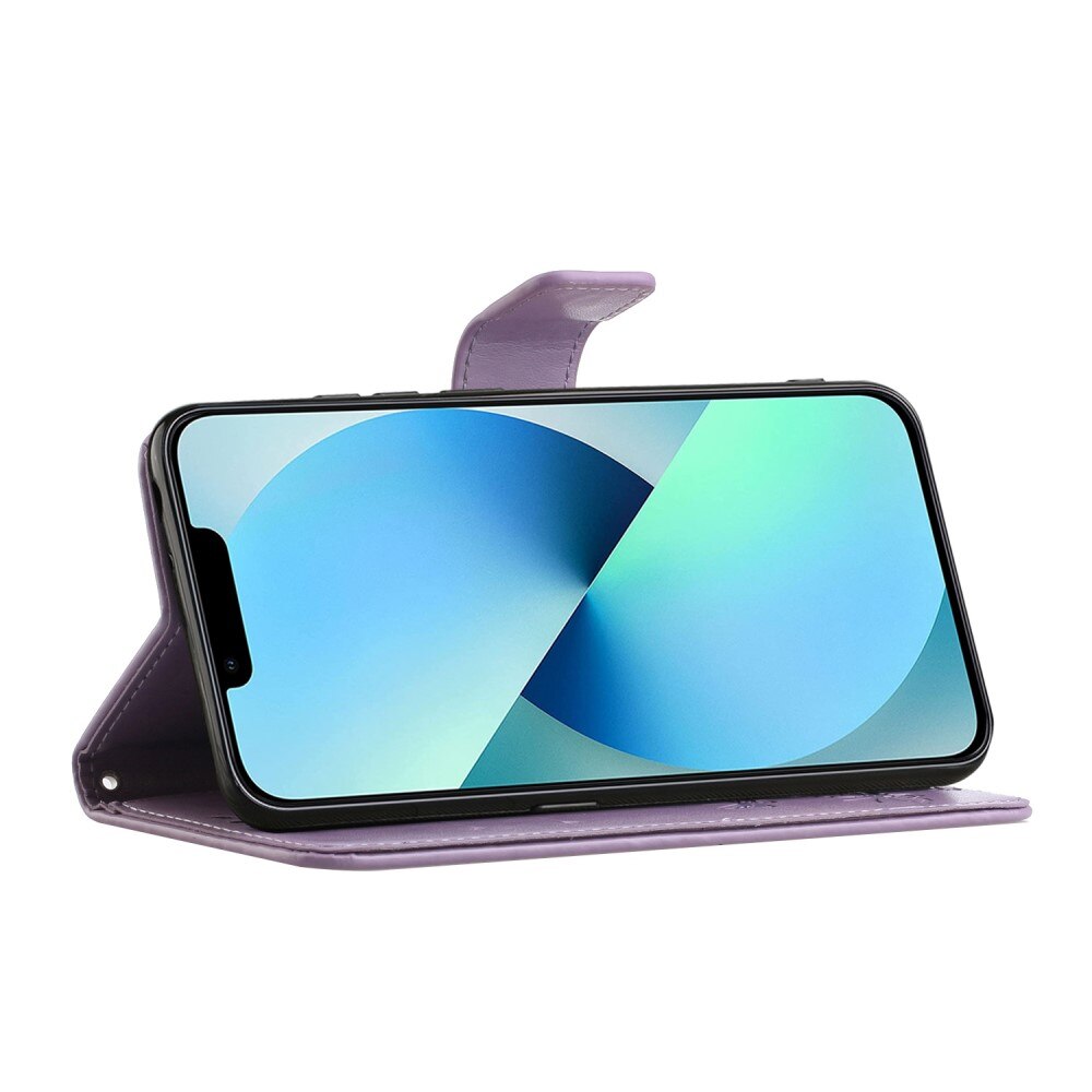 Nahkakotelo Perhonen iPhone 14 Pro Liila