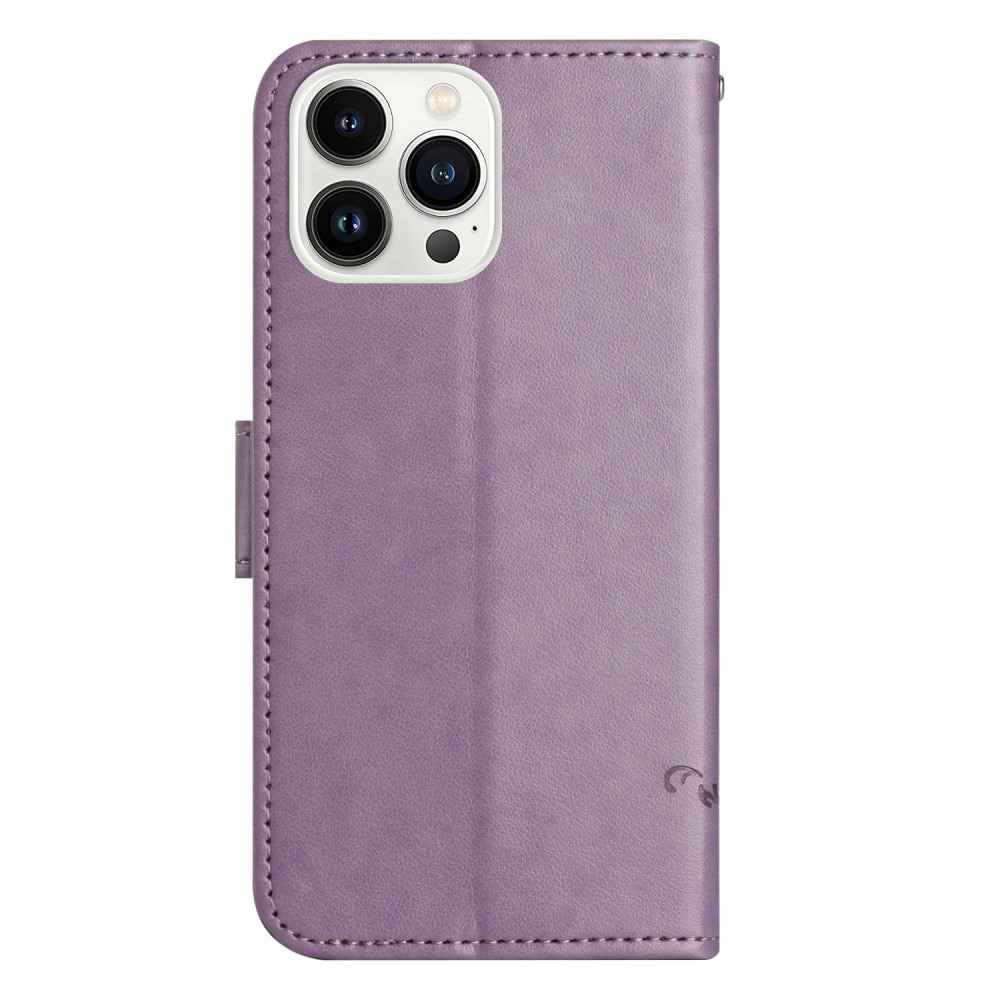 Nahkakotelo Perhonen iPhone 14 Pro Liila